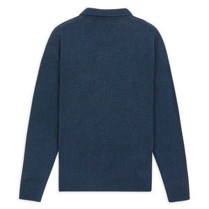 Burrows & Hare Collared Knitted Cardigan - Blue