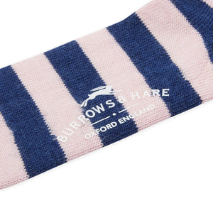 Burrows & Hare Stripe Alpaca Socks - Navy & Light Pink - Burrows and Hare