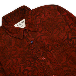 Kardo Ryan Shirt - Block Print Red - Burrows and Hare