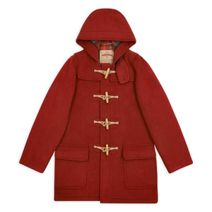Burrows & Hare Water Repellent Wool Duffle Coat - Red Twill - Burrows and Hare