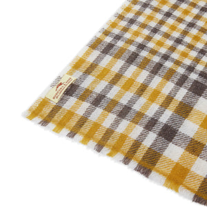 Burrows & Hare Cashmere & Merino Wool Scarf - Tartan Mustard & Brown