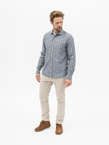 Burrows & Hare Japanese Cotton Striped Shirt - Grey - Burrows and Hare