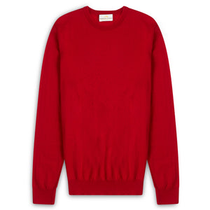 Burrows & Hare Scottish Merino Wool Crew Neck Jumper - Cardinal - Burrows and Hare