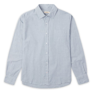 Burrows & Hare Micro Houndstooth Shirt - Blue - Burrows and Hare