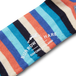 Burrows & Hare Multistripe Socks - Stone Wash Blue - Burrows and Hare