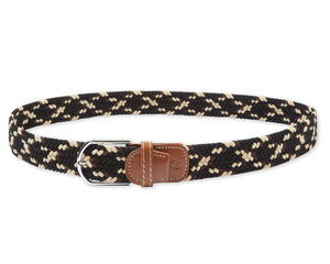 Burrows & Hare One Size Woven Belt - Black/Brown/Ecru - Burrows and Hare