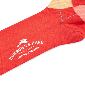 Burrows & Hare Argyle Socks - Red - Burrows and Hare