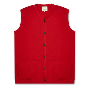 Burrows & Hare Sleeveless Cardigan - Red - Burrows and Hare