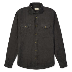 Burrows & Hare Linen Pockets Shirt - Charcoal - Burrows and Hare