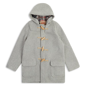 Burrows & Hare Water Repellent Wool Duffle Coat - Light Grey - Burrows and Hare