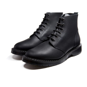 Solovair 6 Eye Derby Boot - Black Greasy - Burrows and Hare