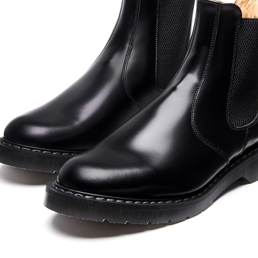 Solovair Dealer Boot - Black Hi-Shine Original Sole Smoke - Burrows and Hare