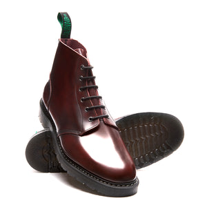 Solovair 6 Eye Astronaut Boot - Burgundy Rub Off Hi Shine Solovair Original Sole Smoke - Burrows and Hare