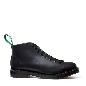 Solovair 7 Eye Monkey Boot - Black Greasy Solovair Original Sole Smoke - Burrows and Hare