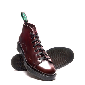 Solovair 7 Eye Monkey Boot - Burgundy Rub Off Hi Shine Solovair Original Sole Smoke - Burrows and Hare