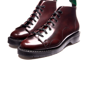 Solovair 7 Eye Monkey Boot - Burgundy Rub Off Hi Shine Solovair Original Sole Smoke - Burrows and Hare