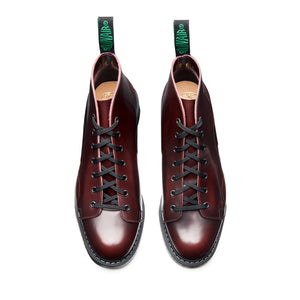 Solovair 7 Eye Monkey Boot - Burgundy Rub Off Hi Shine Solovair Original Sole Smoke - Burrows and Hare