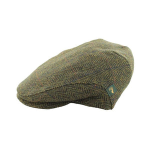 Mucros Weavers Trinity Flat Cap - Green Herringbone