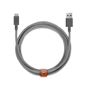 Native Union- Belt Cable  XL USB-C to USB-A - Zebra - Burrows and Hare