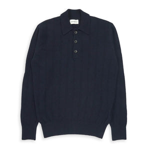 Oliver Spencer Pablo Knitted Polo Shirt - Oslo Navy - Burrows and Hare