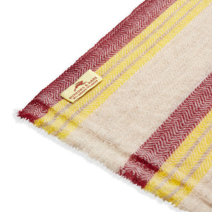 Burrows & Hare Cashmere & Merino Wool Scarf - Cream / Red Stripe - Burrows and Hare
