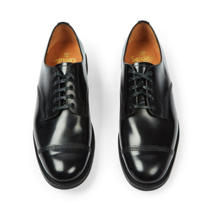 Sanders Military Style Leather Derby Shoes - Black - Burrows and Hare