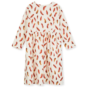 Burrows & Hare Women’s Feather Print Dress - Ecru - Burrows and Hare