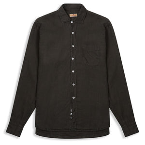 Burrows & Hare Linen Shirt - Bottle Green - Burrows and Hare