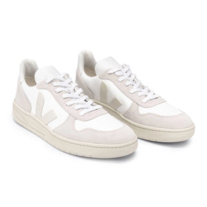 Veja V-10 B-Mesh Tainer - White / Natural / Pierre - Burrows and Hare