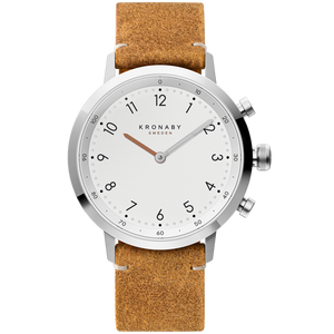 Kronaby Nord 41mm Hybrid Smartwatch - White, Brown Leather - Burrows and Hare