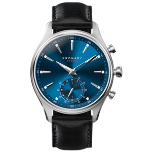 Kronaby Sekel 41mm Hybrid Smartwatch - Blue, Black Leather - Burrows and Hare